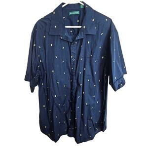 Cubavera Mens Avocado Print Button Shirt 2XL Resortwear Tropical Beach Vacation